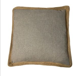 20"x20" Feather & Down decorative throw pillow linen and jute/burlap trim